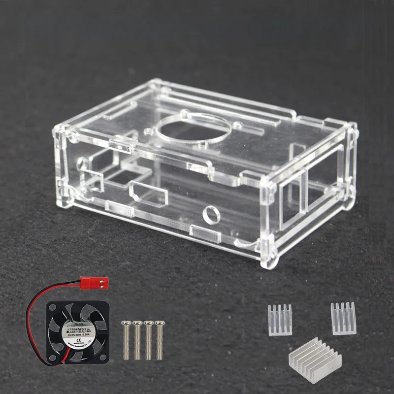 Akrylowa obudowa Orange Pi PC Przezroczysta obudowa Opcjonalny radiator wentylatora chłodzącego kompatybilny z Orange Pi PC Plus — zdjęcie 2