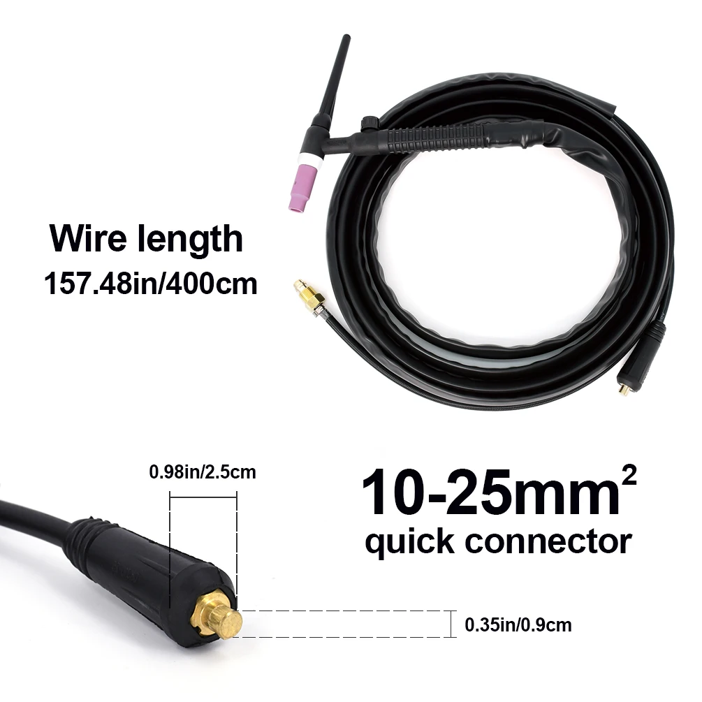 Imagem -02 - Tocha de Soldagem com Conector Rápido Acessórios de Soldagem wp 17v Cabo de m com 10 a 25 mm Hzxvogen4 m