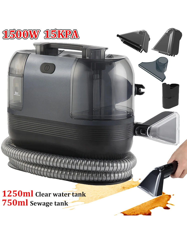 1500 W tragbarer Teppichreiniger, 15 kPa, Haustier-Teppichreiniger, leistungsstarker Fleck, Sofa, Autositz, Staubsauger, Reinigungsmaschine