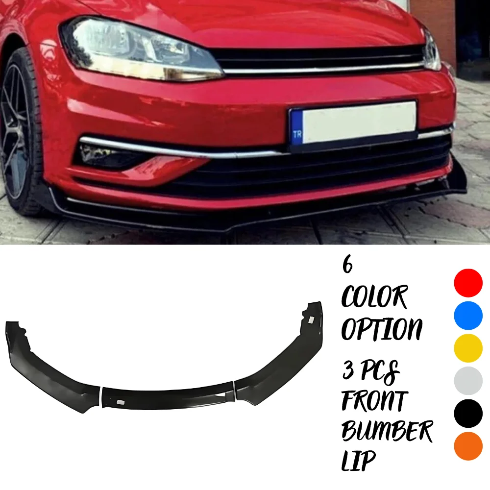 For Volkswagen VW Golf 7-7.5 2013-2021 Car Accessories Front Bumper shiny black diffuser lip body kit spoiler tamponl