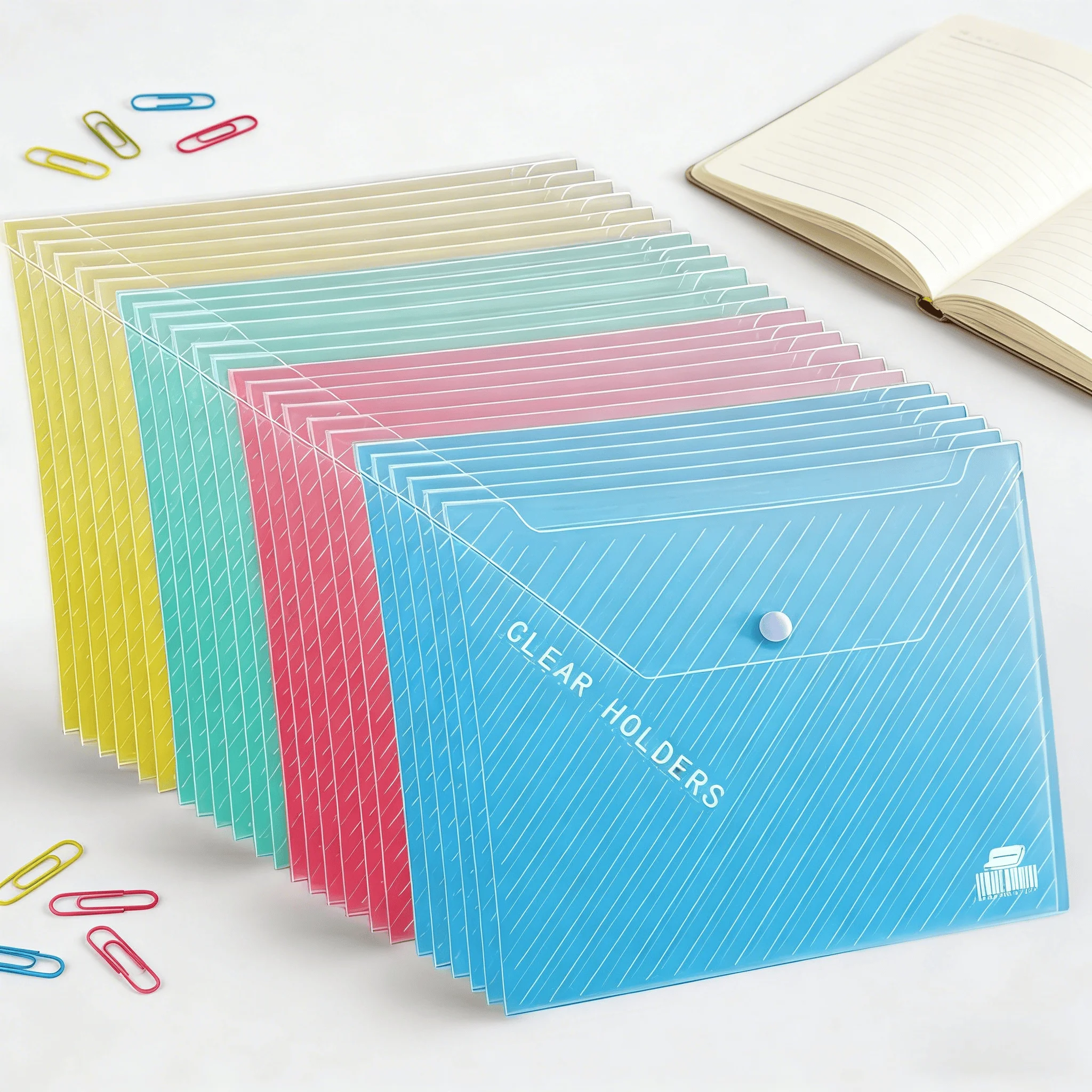 Multi-Color Set of 5 Collapsible A4 File Folders – Perfect for Organizing Office & Study Materials