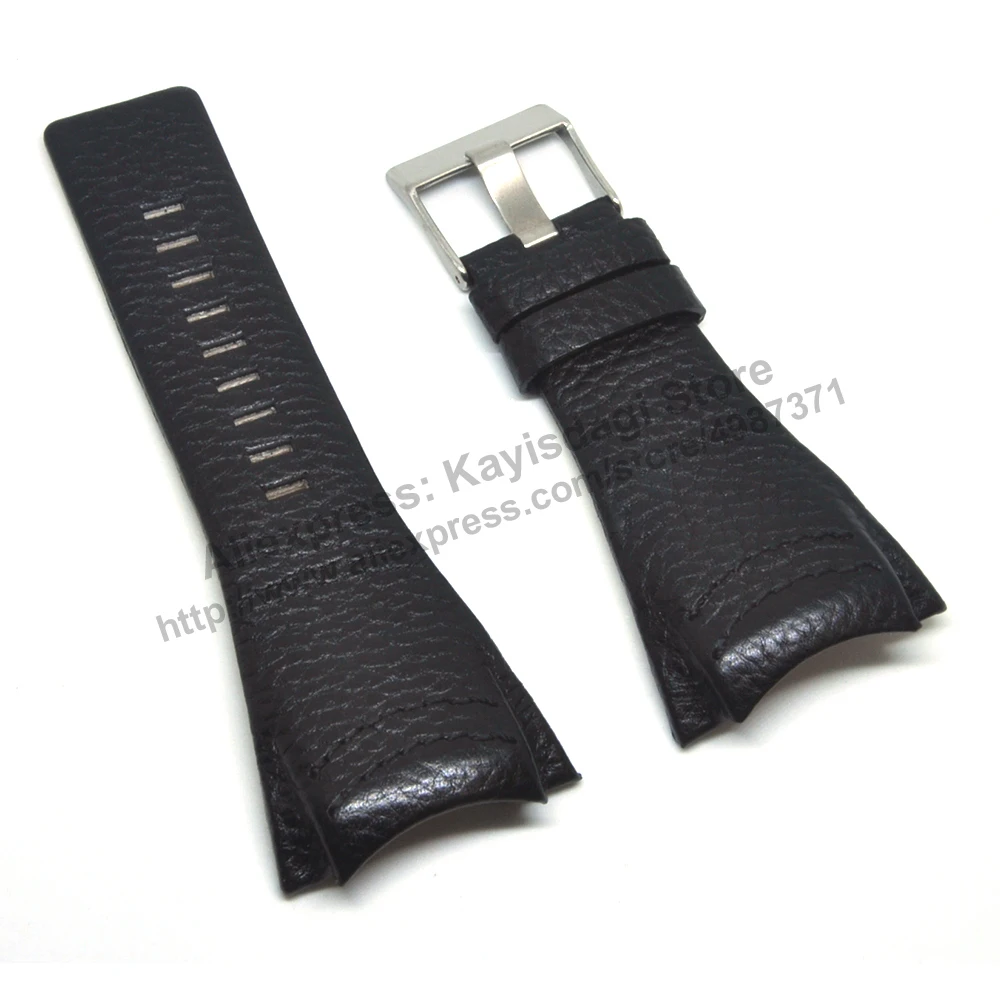 Compatible with Diesel DZ1368 , DZ1369 - 28mm Black Genuine Leather Watch Strap Band