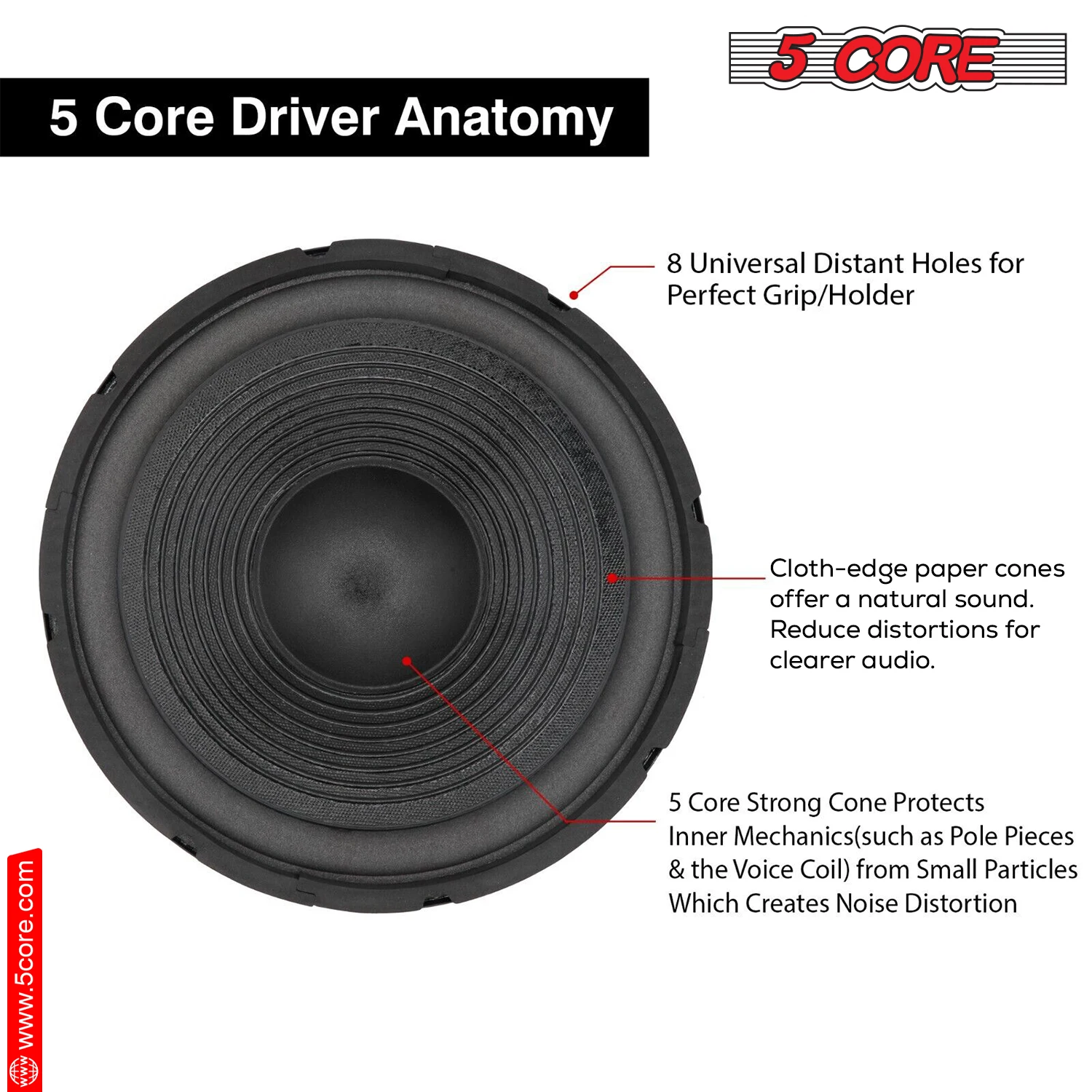 5Core 12 "مضخم صوت 1200W PA DJ Sub Woofer Audio 8Ohm w Deep Bass Pro استبدال الصوت مكبر صوت عالي #2
