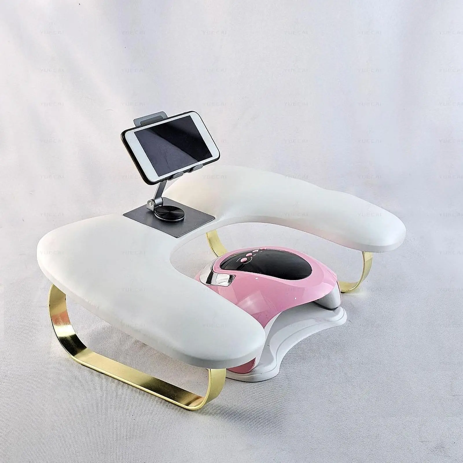 Nail Art Pillow with Phone Holder U Shaped Manicure Arm Rest PU Leather Nail Art Accessory Tool for Home Salon Nails Techs DIY