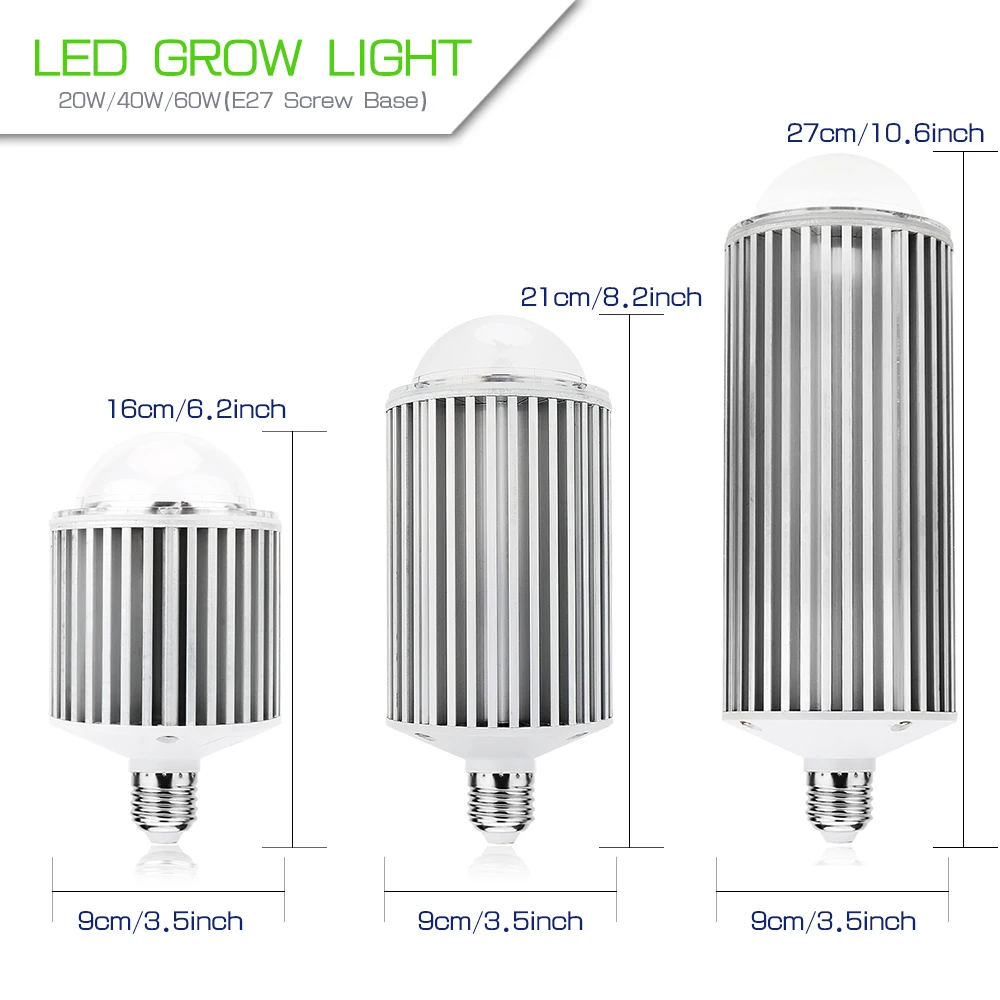 Imagem -02 - Cob Lâmpada Led para o Crescimento das Plantas 20w 40w 60w E27 Bulbo para Hidroponia Interior Aquário