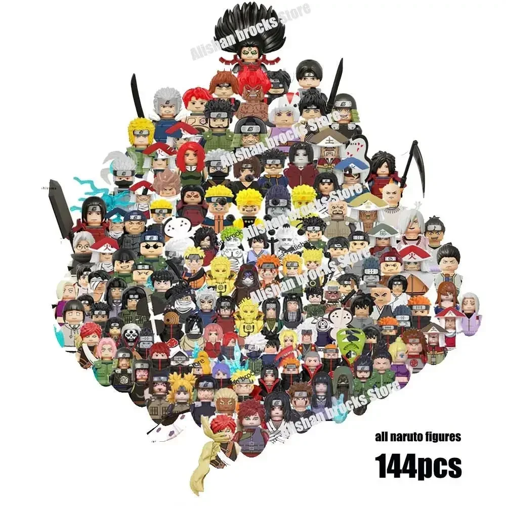 Anime Narutoe Sasuke Kakashi Akatsuki briques blocs de construction Anime blocs de dessins animés figurines d'action têtes assemblage enfants cadeaux jouets