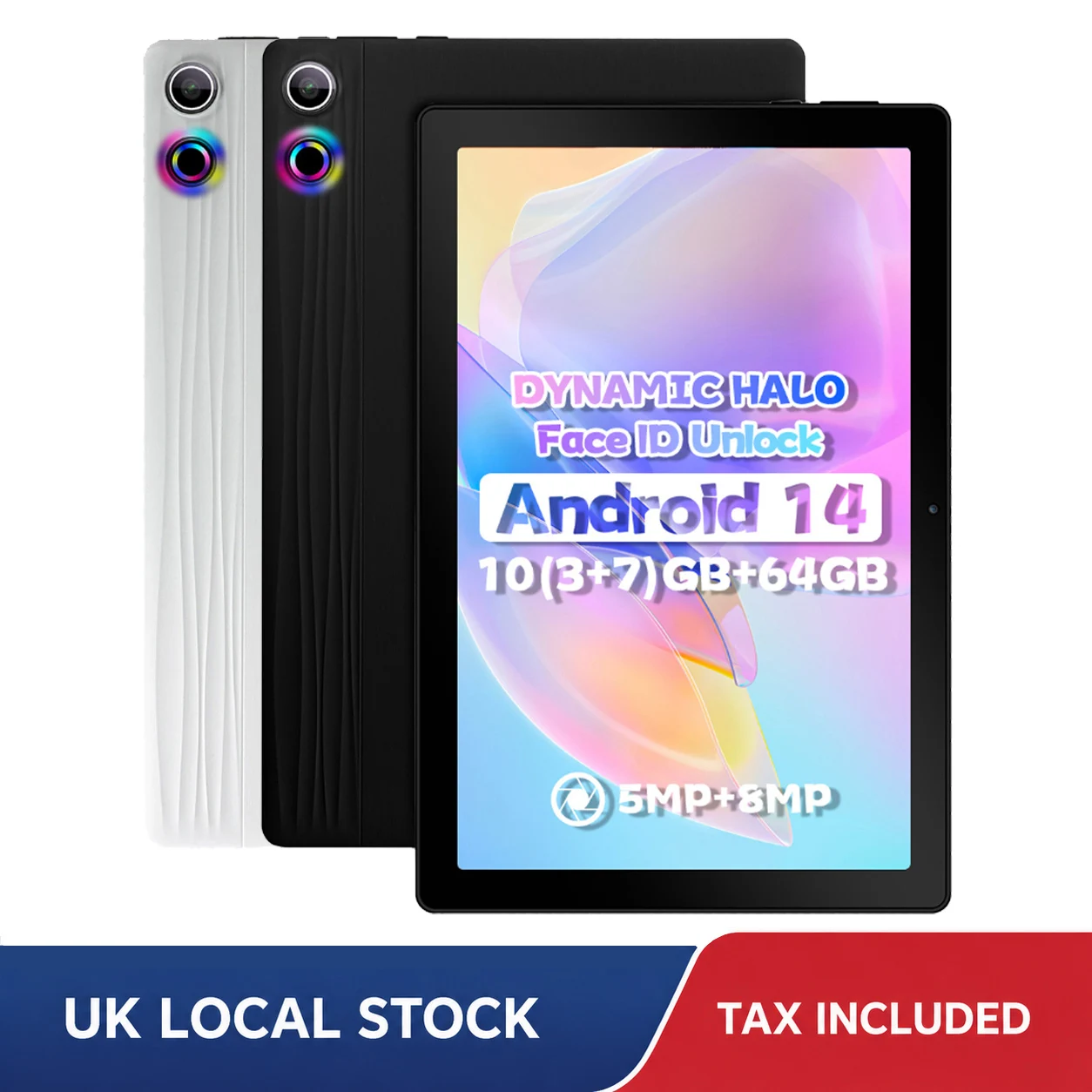 URAO 10.1 Inch Octa Core Tablet PC 10(3+7)GB RAM 64GB ROM Android 14 LCD 1280*800 HD 5000mAh Lightweight Student Daily Tablet Support TF Card 1TB Expa