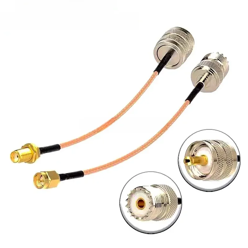 RG316 Kabel koncentryczny UHF PL259 SO239 do SMA męski żeński prawy złącze Anlge UHF do SMA zaciskanie kabla Niskie straty Szybka dostawa RF — zdjęcie 2