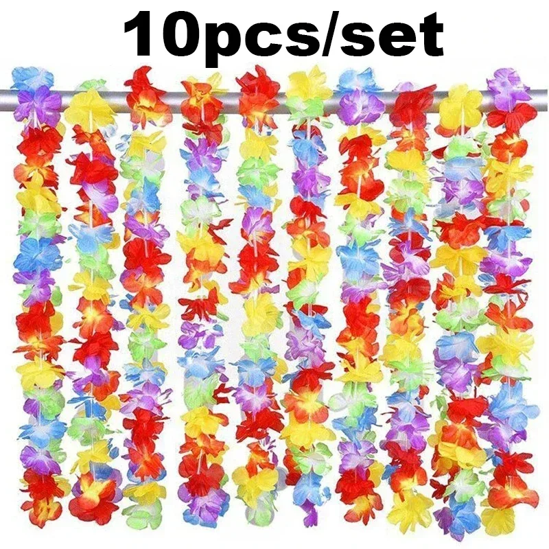 10 pièces/ensemble couronne hawaïenne fête Leis guirlande de fleurs collier hawaïen Torpil Hawai décor de ferme florale tissu hawaïen