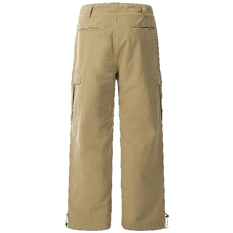 جيوب متعددة رجل البضائع السراويل بلون مستقيم واسعة الساقين Sweatpants رياضة رياضة الرباط السراويل خمر السراويل الفضفاضة