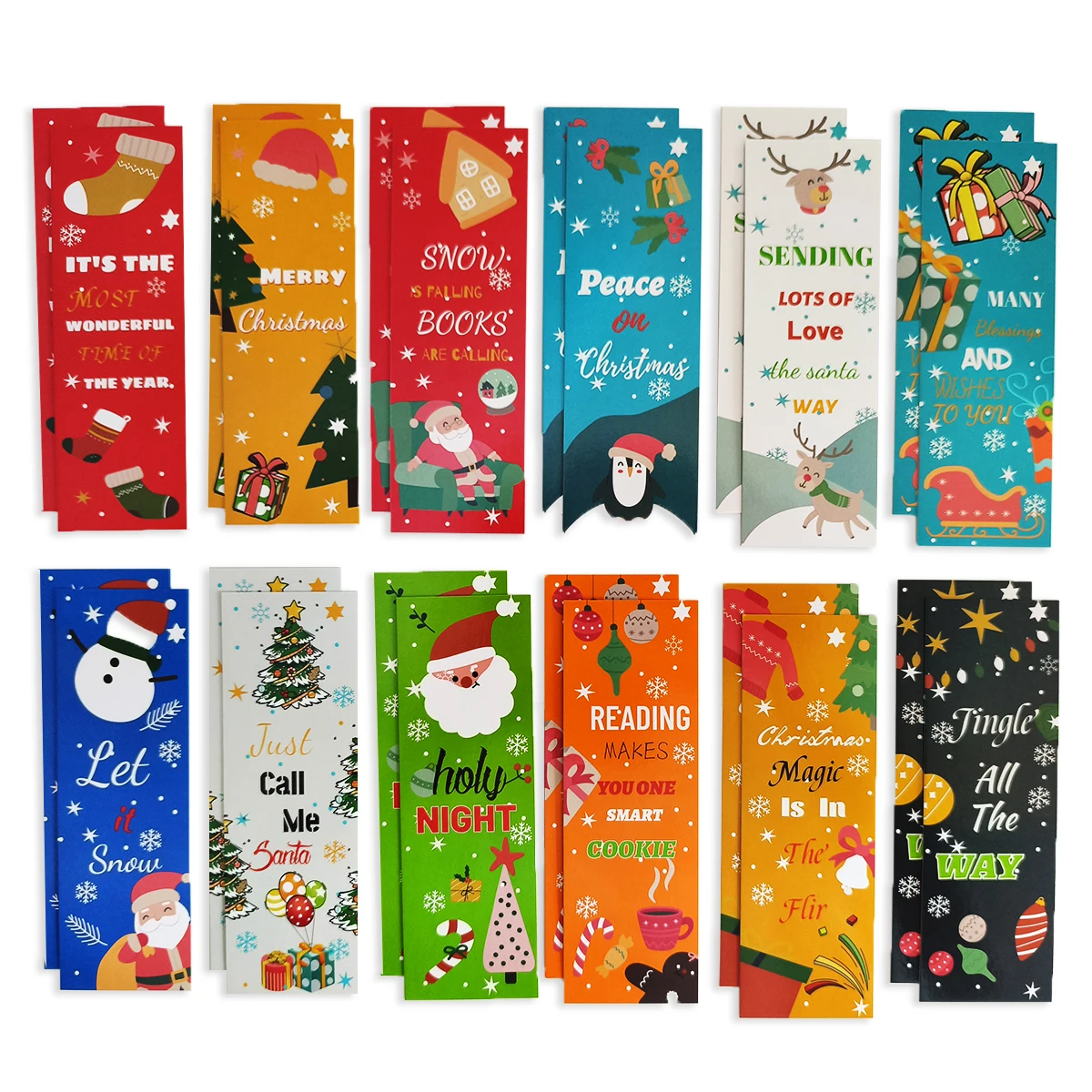 24 Stück Weihnachts-Seitenmarkierungen – festliche Feiertags-Lesezeichen für Tagebücher, Planer, Geschenkverpackungen – Papiermaterial für ab 14 Jahren