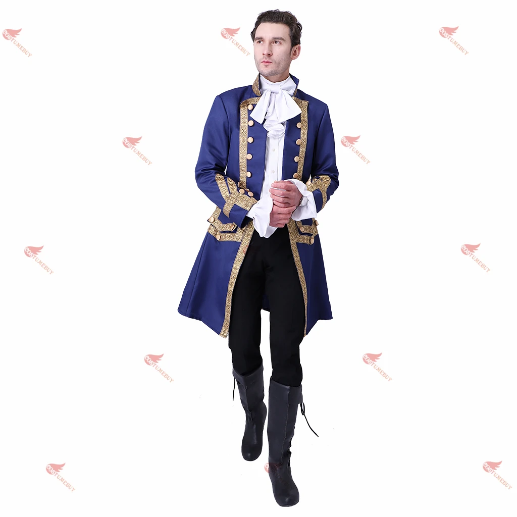 Costume de Cosplay Prince Nobility pour Homme, Manteau Imbibé, Veste Blazer pour Adulte, Tenue de ix, Balle de Scène, Bleu, Vintage, Participé au 19ème Siècle