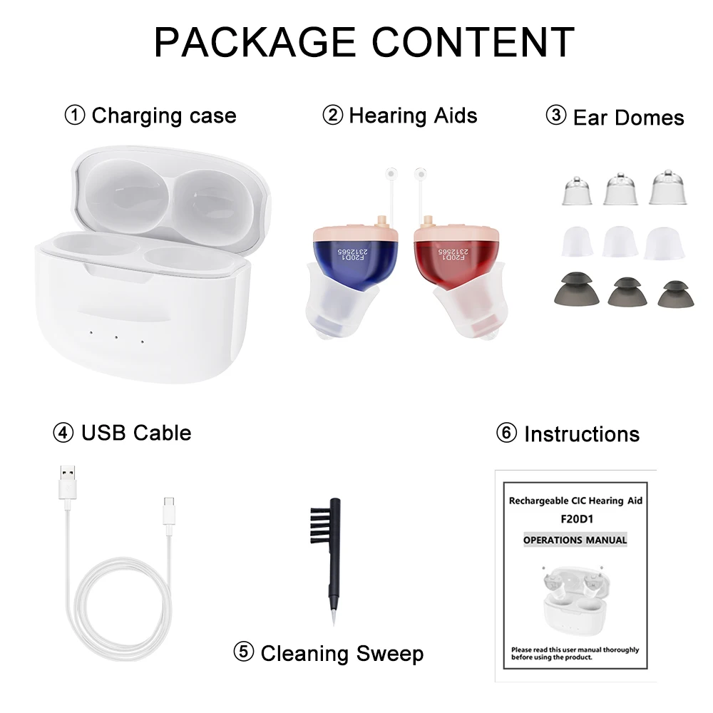 Hearing Aids For Deafness Elderly Mini Invisible Hearing Aids 16 Channels Rechargeable Sound Amplifier with Noise Cancelling