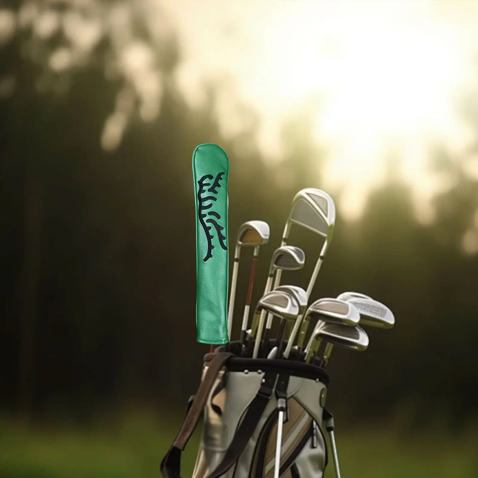 ゴルフアライメントロッドカバー、エイミング練習トレーニング補助具、スイングトレーナーヘッド保護PUレザーゴルフホルダーヘッドカバー