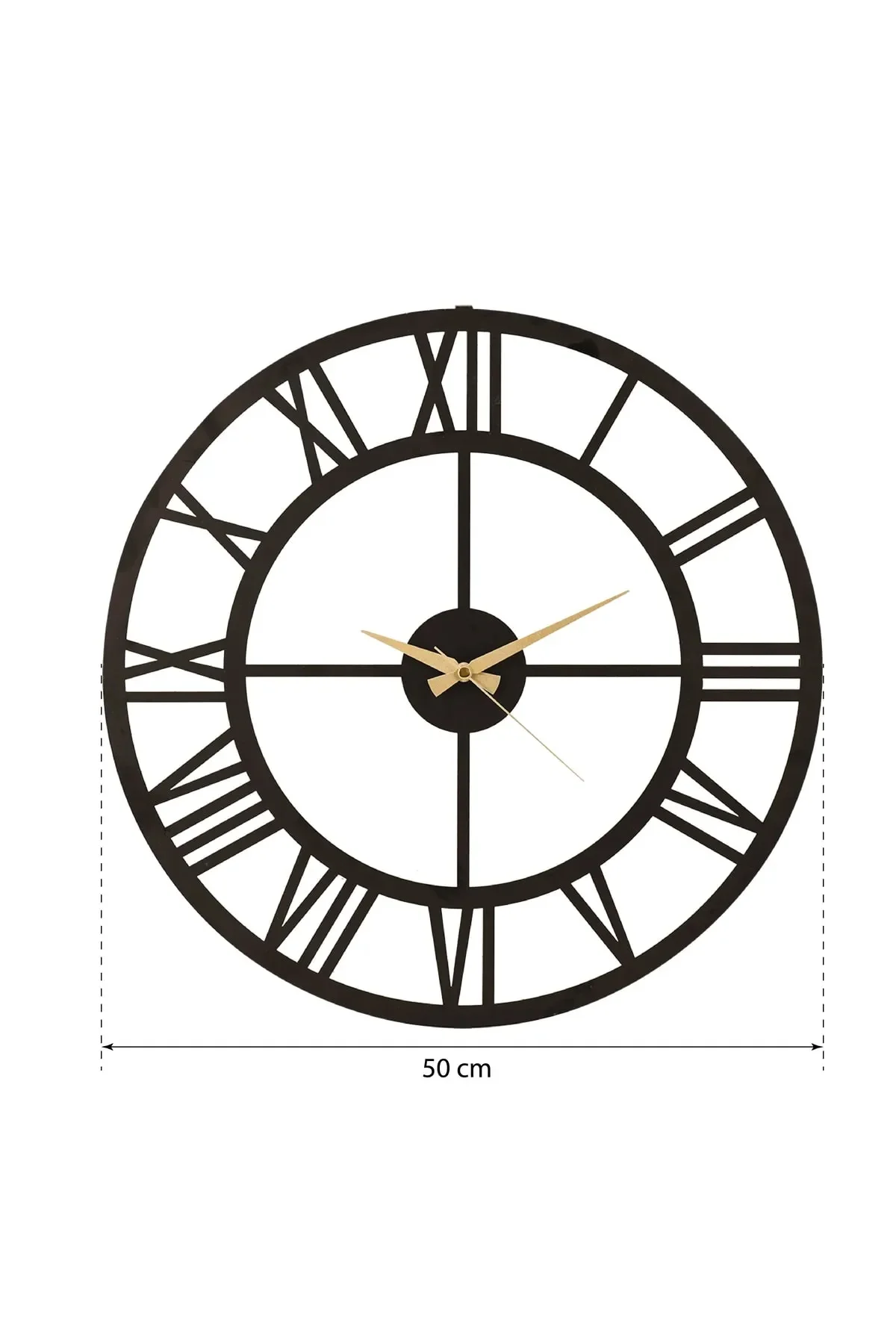 Metal and Wood Black Wall Clock with Roman Numeral 40-50cm Decorative Art Home Living Room Decor