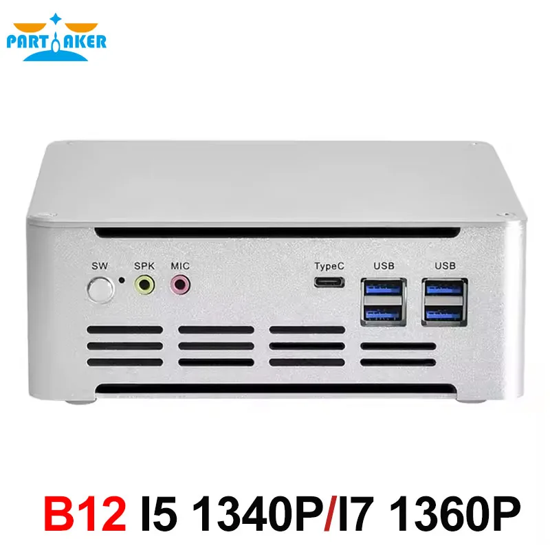 Partaker Mini PC Intel Core i5 1340P i7 1360P Dual DDR5 RAM NVMe SSD Windows 11 Pro HDMI2.1 DP1.4 Type-C WiFi Desktop Computer