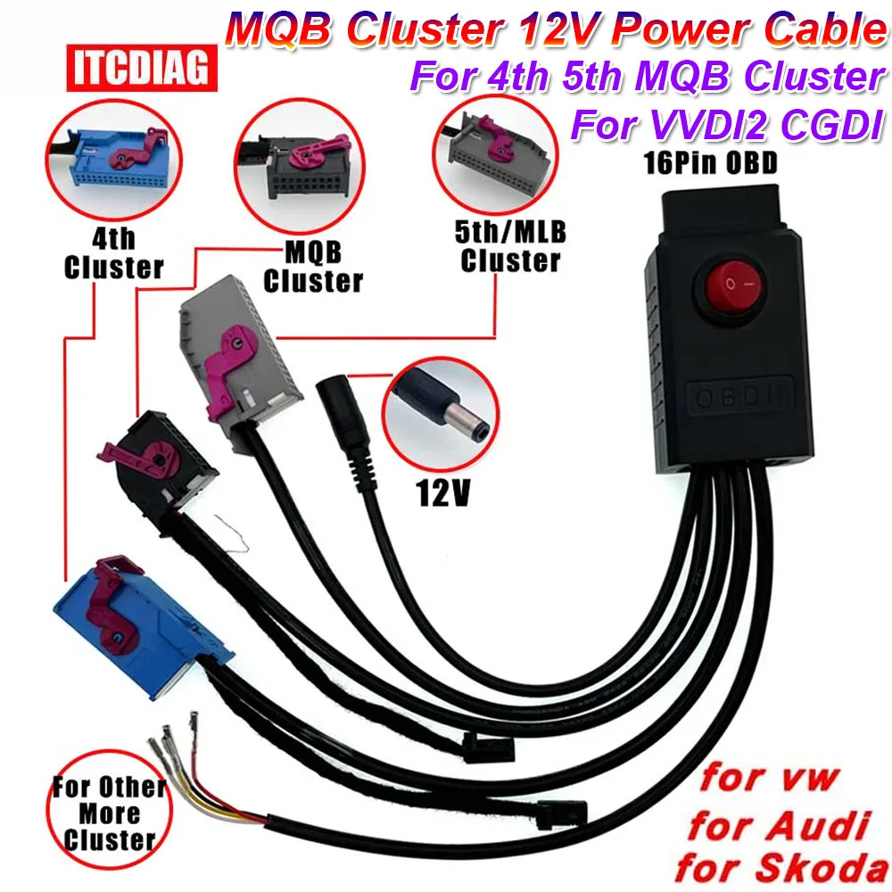 MQB Cluster 12V Power Cable 4th ID48 Key Program Cable 5th Cluster Cable MQB NEC35XX Cable MQB48 Instrument Cable Fit VVDI2 CGDI