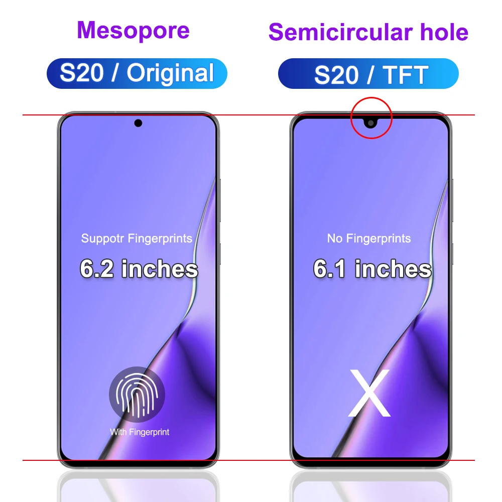 Qualità TFT per Samsung S20 G980F SM-G980B/DS G980F Display LCD Touch Screen con cornice, per sostituzione Display S20