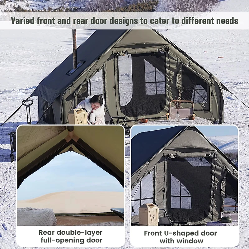 Ascentum Tienda de Campaña Inflable de Montaje Rápido para 4-6 Personas, Verde — Refugio de Campaña Inflable de Tela Oxford Resistente al Viento; Apta para las Cuatro Estaciones; Tienda de Campaña Portátil de Montaje Rápido, Ideal para Campamento, Senderismo y Excursionismo al Aire Libre.