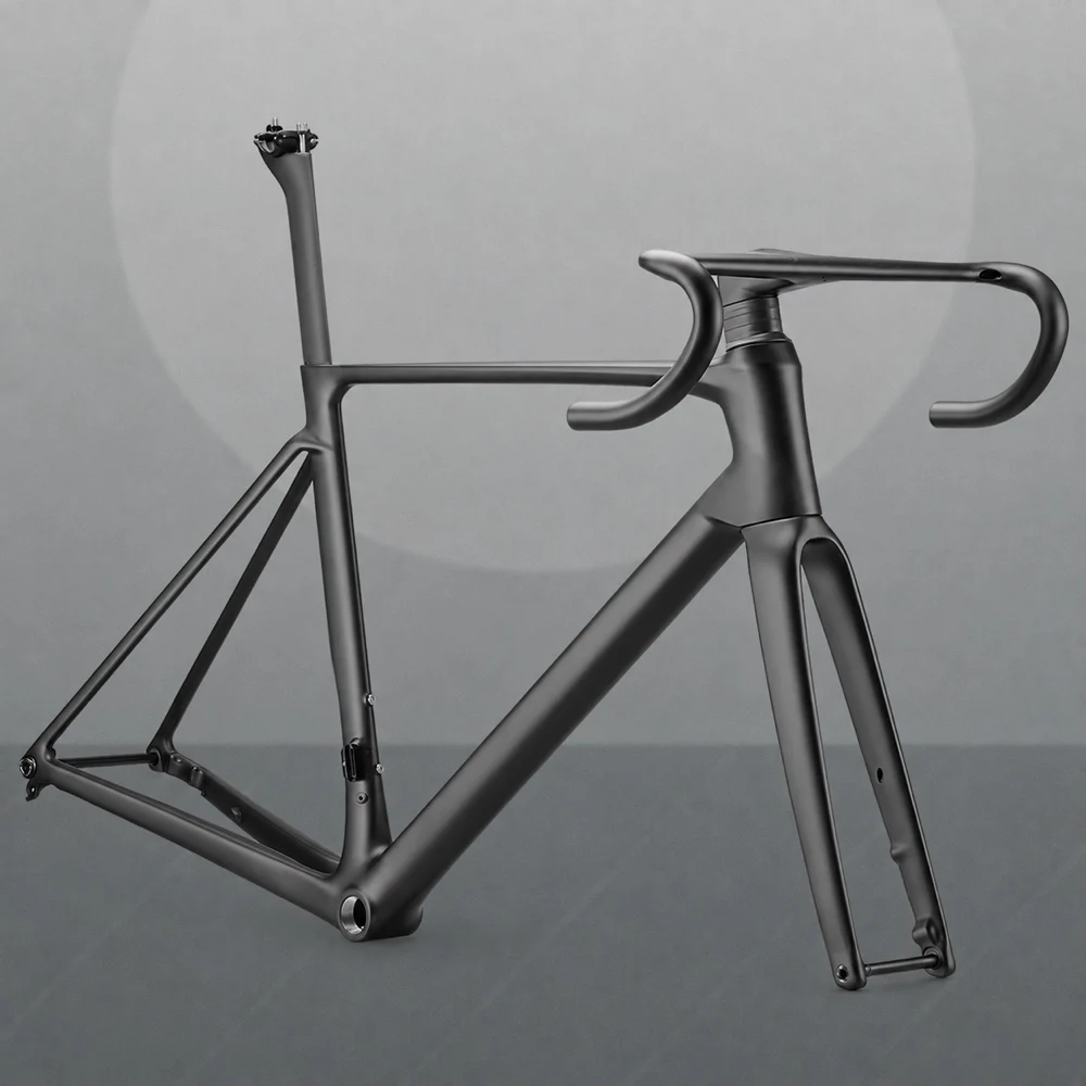 2026 Carbon Fiber Road Bike Frame 700C Disc Brake Aero Full Carbon T1200 Frameset Thru Axle Internal Cable Ultra Light 42-57cm