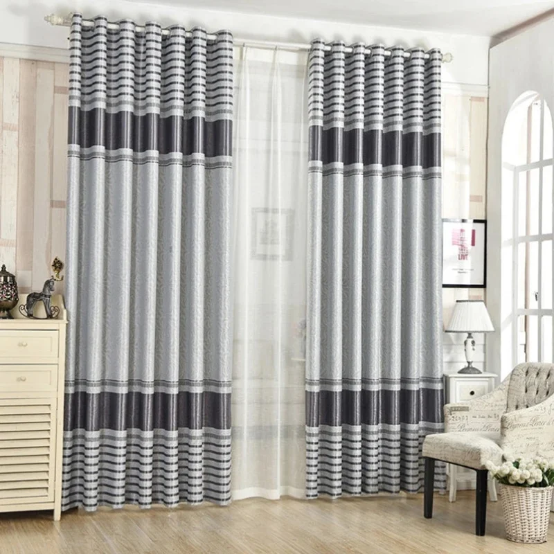 Dreamwood Kationische Gestreepte Jacquard Woonkamer Verduisteringsgordijnen In Hoogte Aanpasbare Verdikkende Schaduwgordijnen Voor Slaapkamer - afbeelding 2
