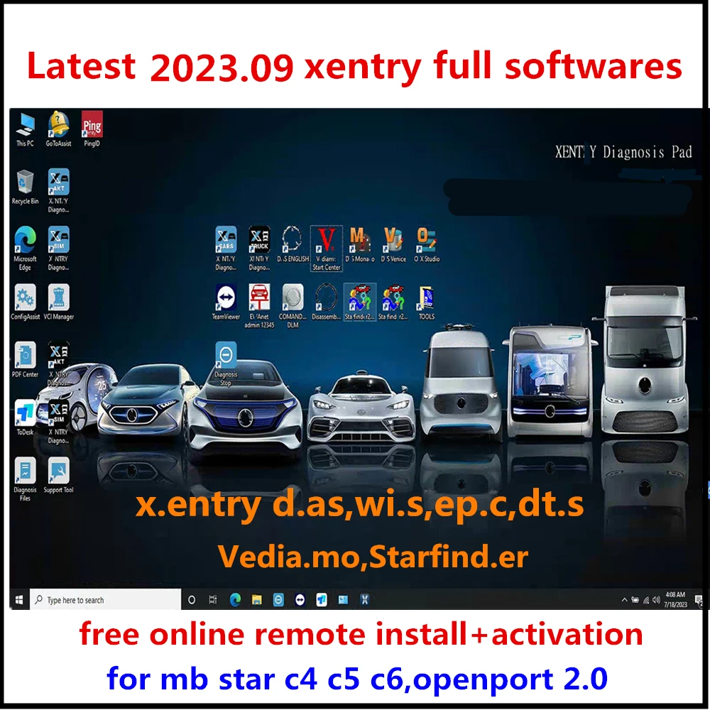 

Newest 2023.09 Xentry Full Softwares DAS,Vediamo,D.TS,W.IS,EP.C,Starfind.er Free Install Activate for STAR C4 C5 C6 Openport 2.0