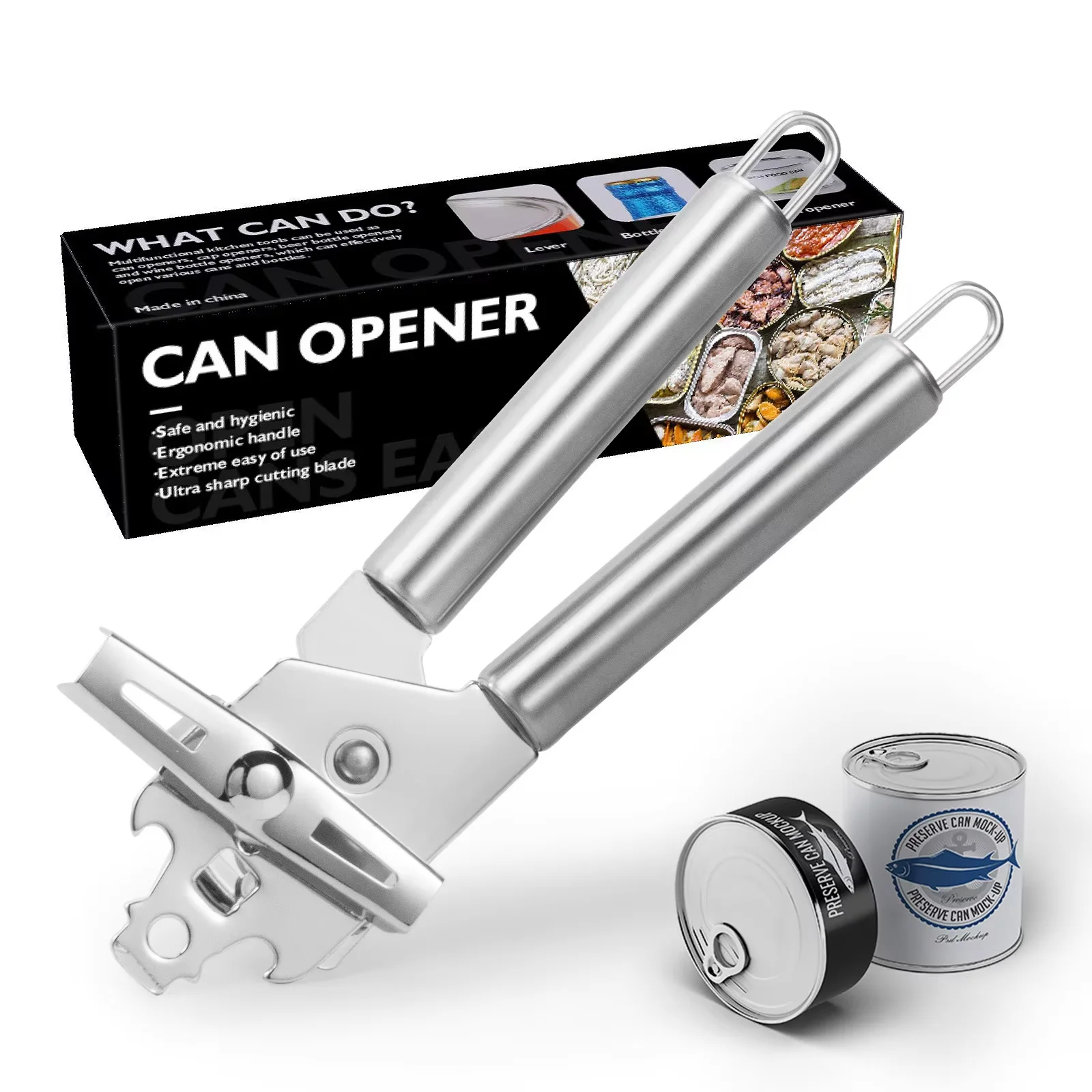 YGTITAN Stainless Steel Can Opener, Heavy Duty Manual Tin Opener with Ergonomic Handle, Kitchen Tool