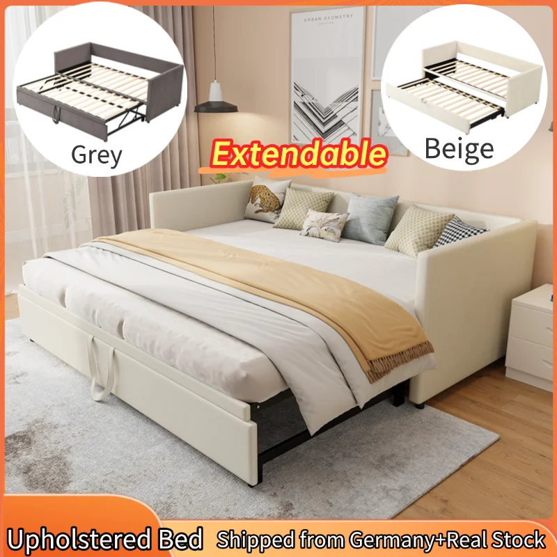 Anajqaqia 90/180x200cm Polsterbett ausziehbar, Schlafsofa, ausziehbares Bett, Multifunktionsbett, Samtstoff, hautfreundlich