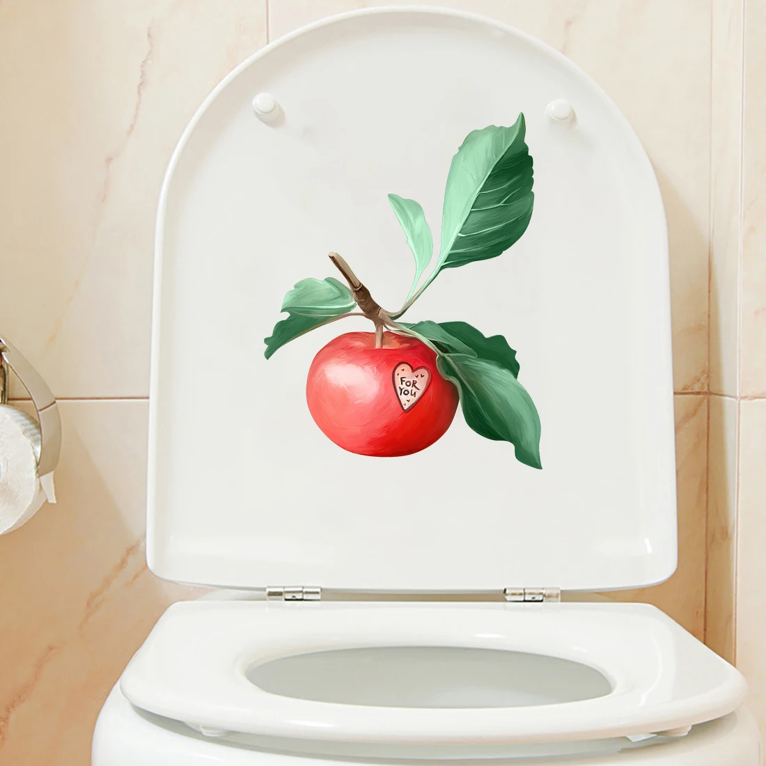 Three Ratels CO24 Lucky Apple  Fruit Cartoon Wall Sticker for home DecorationToilet Decals Waterproof self pasting