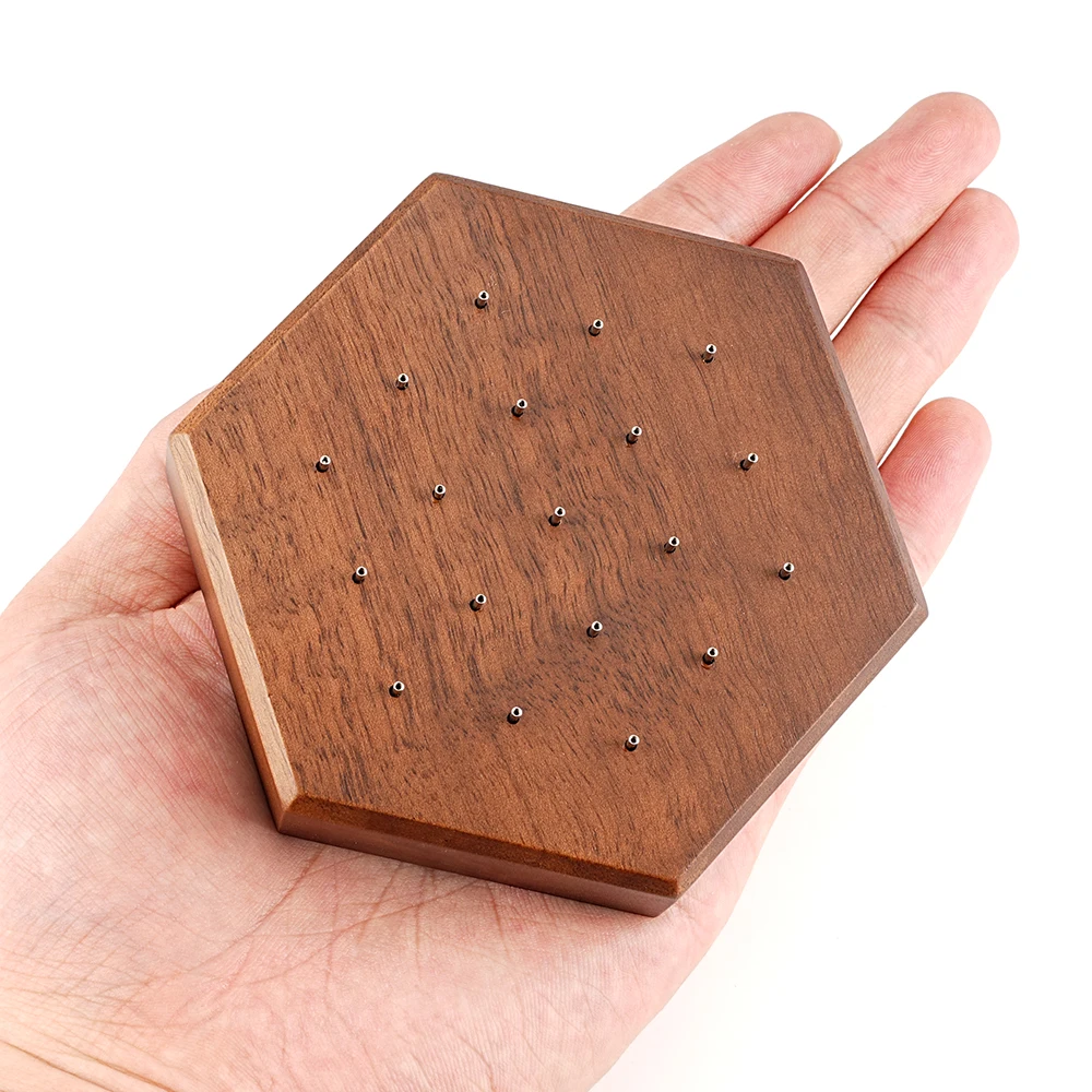 Hexagon Black Walnut Solid Wood Display Stand for 16G 14G Piercing Jewelry Modern Display Holder with 19 Holes