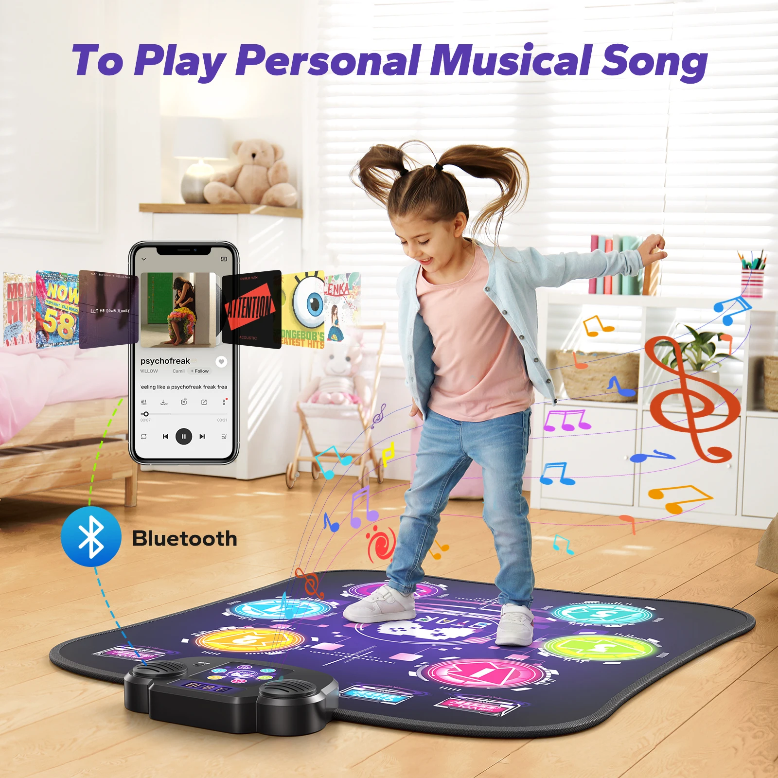 MERACH Dance Mat Dance Pad with Touch Sensitive Light Up LED&5 Modes Game Music with Adjustable Volume for Kids Touch Play Mat