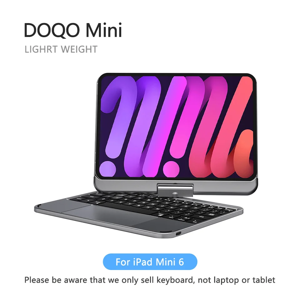 Doqo Rotating iPad Mini 7th/6th magnetic keyboard case with