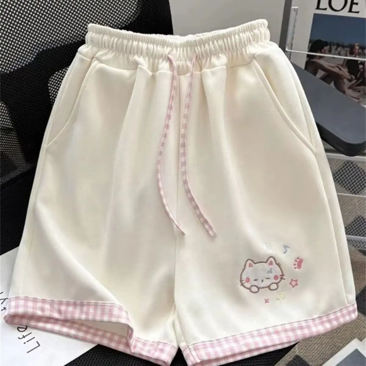 Japanese Kawaii Lolita Style Shorts Women Sweet Cartoon Embroidery Star Print Short Pants Girls Y2k Cute Home Shorts Ropa Mujer
