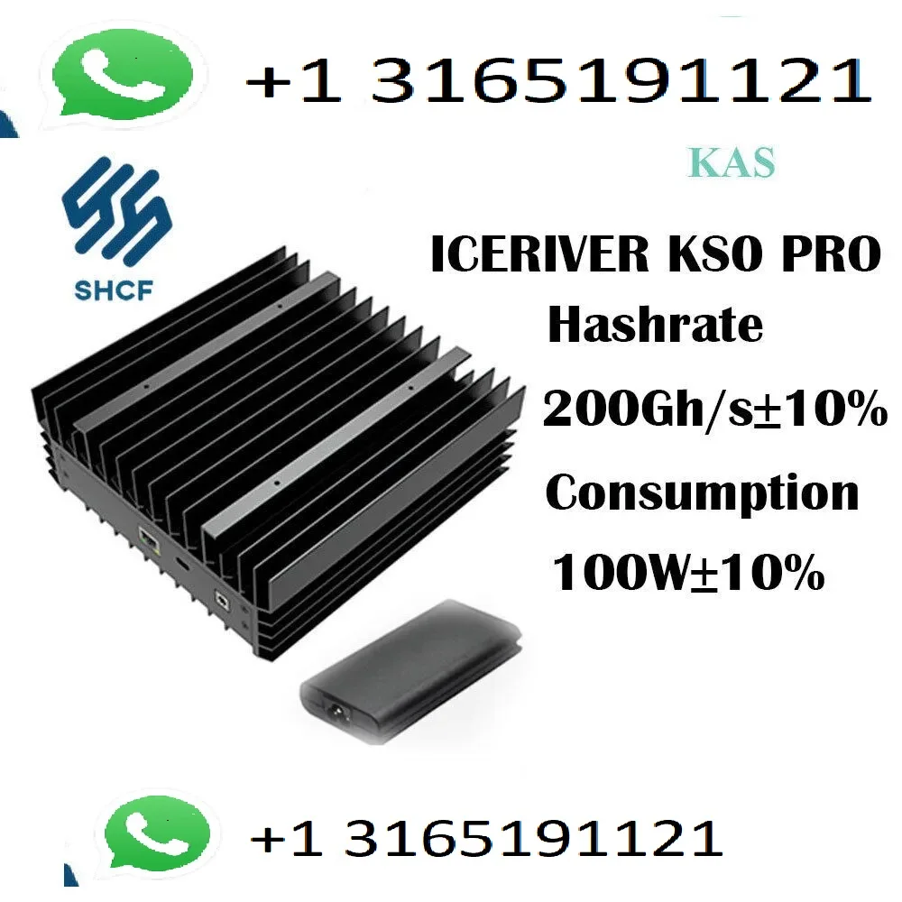 S. LEGIT ORIGINAL NEW IceRiver KS0 PRO Kaspa miner 200 GH/S 100W & PSU