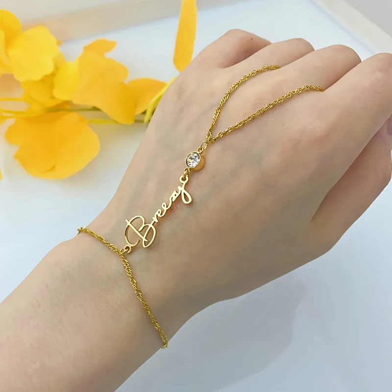 Custom Name Bracelet Personalized Elegant Gold Jewelry Stainless Steel Zero Allergy Birthday/Anniversary Gift For Girlfriend
