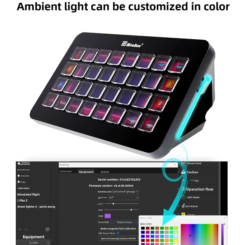 MiraBox XL 32 Key LCD Macro Keyboard Programmable Stream Deck Controller OBS Streaming Video Editing Gaming Desktop Accessory