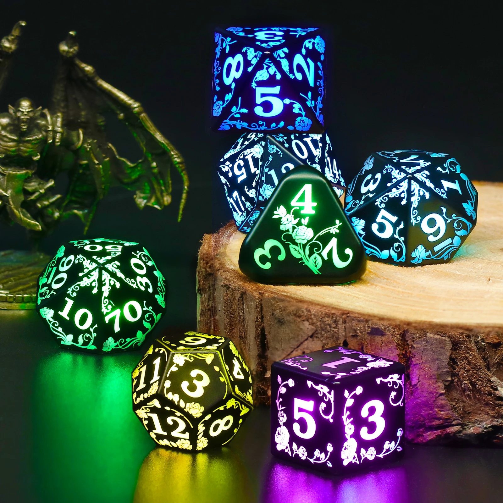 

Набор светодиодных кубиков с подсветкой для RGB DND Dice с зарядным устройством, 7-цветные многогранные ролевые игральные кости для христианских подарков, ролевых игр