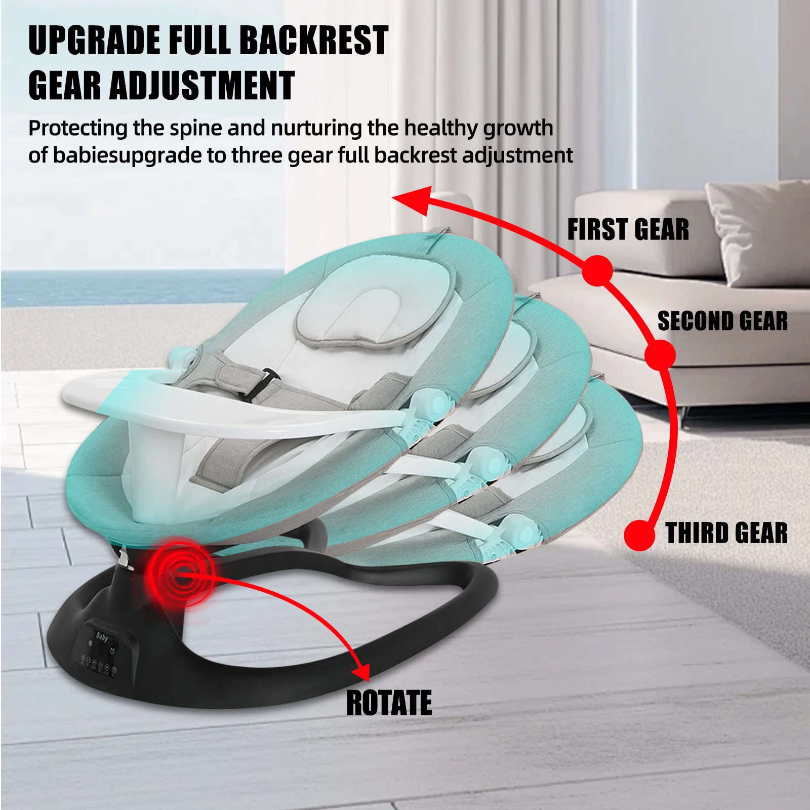 Baby Schaukel stühle rosa tragbare Schaukel für Kleinkinder Mädchen elektrische Bluetooth-Fernbedienung Baby Türsteher bequem und sicher