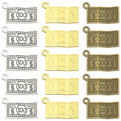Wholesale 15pcs Three Color Dollar Charms Alloy Metal Money Pendants For DIY Bracelets Necklace Jewelry Making Craft