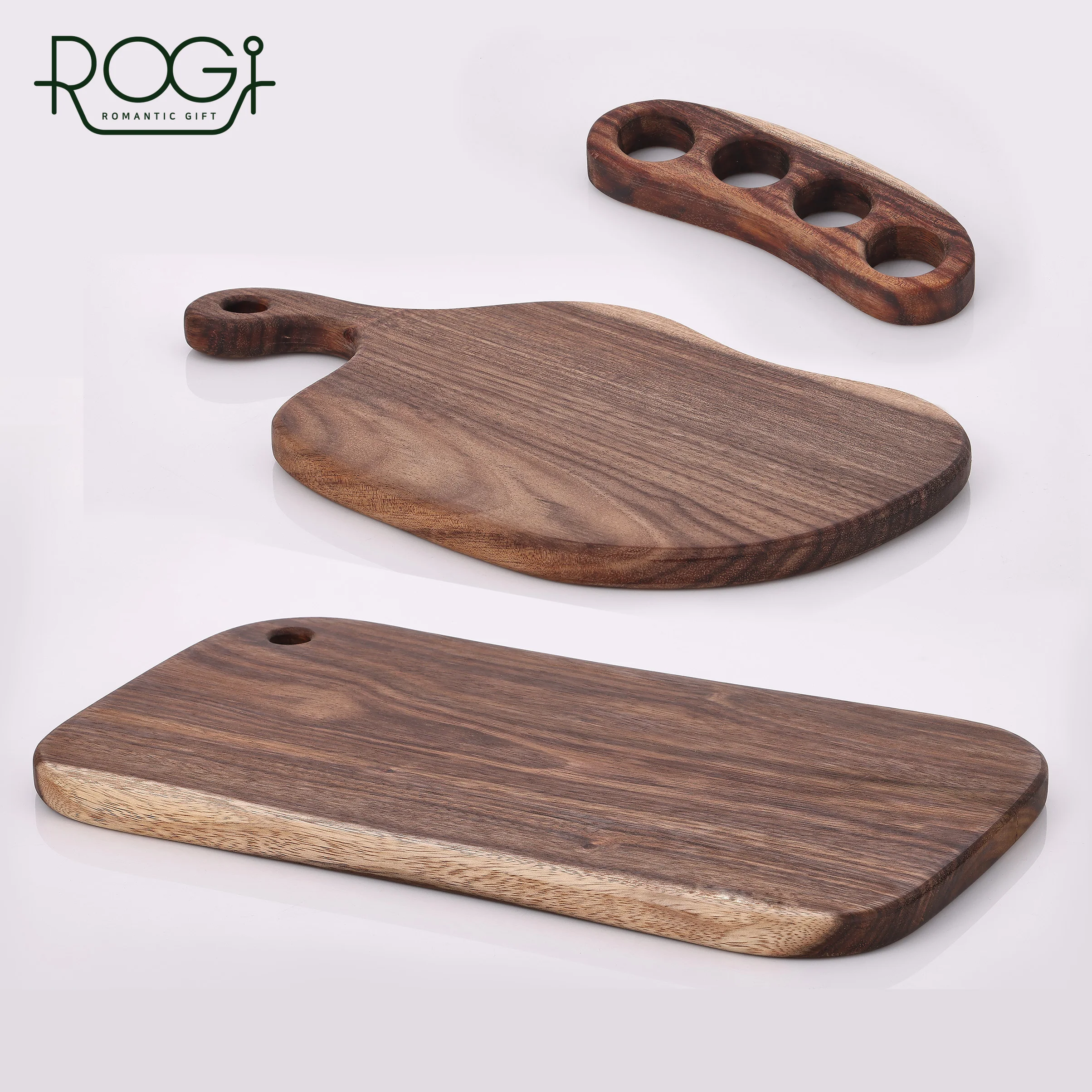 Rogi Walnut Cutting Board Egg C Set (2 Pieces C + Round Egg) - Egg Holder, Egg Storage, Wooden Cutting Board, Walnut Cutting Board, Cutting Board Set, Egg Holder Set