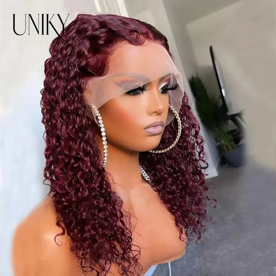 

Short Burgundy Kinky Curly Human Hair Wigs Women Brazilian Bob Lace Front Wig 99j Natural Black Brown Wet and Wavy Deep bobWigs