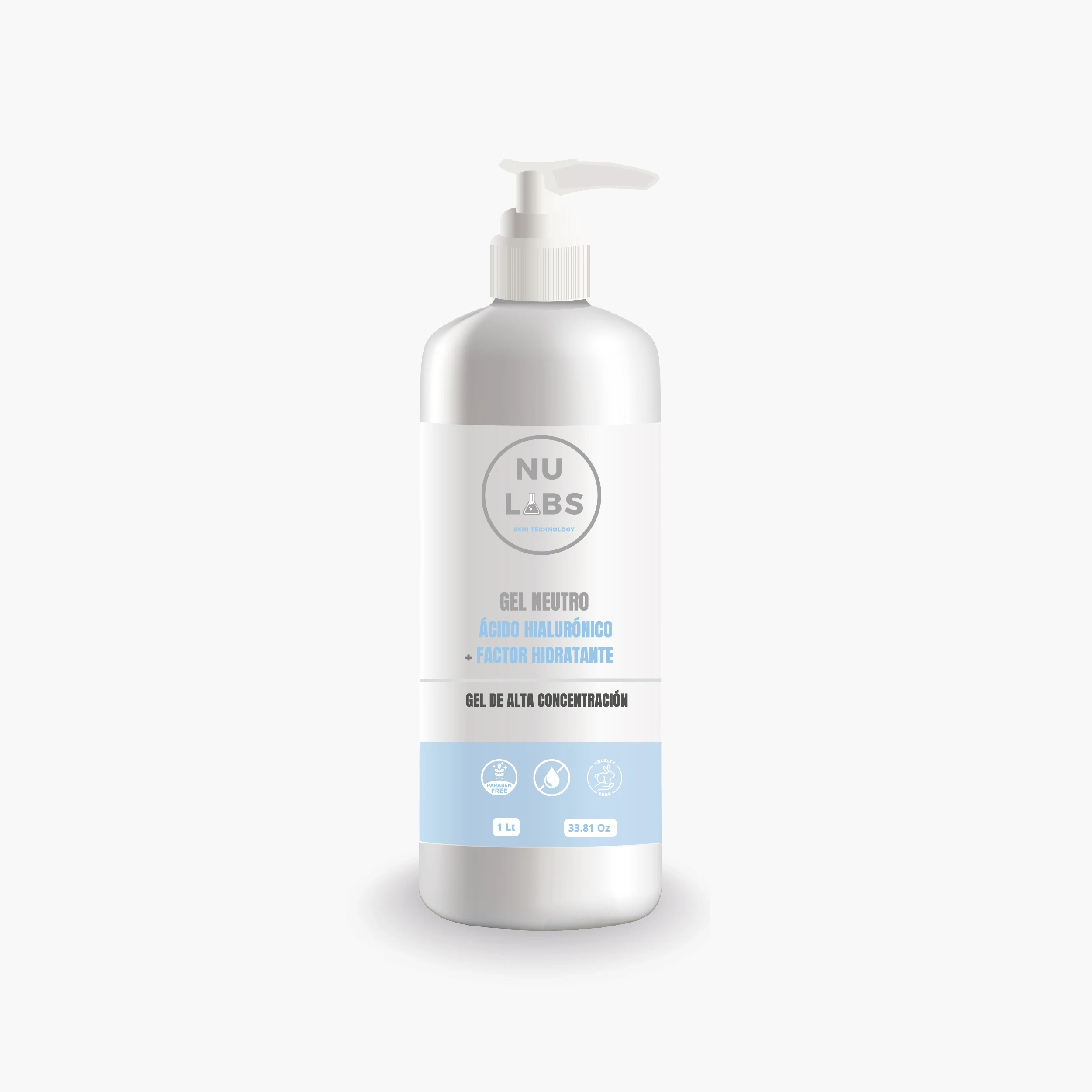 Nu Labs Neutral Conductive Gel 1L Facial and Body with Hyaluronic Acid and Collagen for Ultrasound, Radiofrequency, Cavitation, Ems/Microcurrents - Electrode Protector