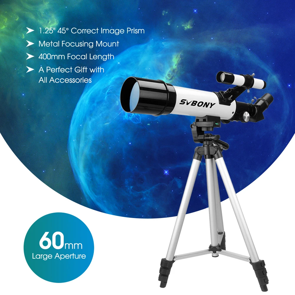 Svbony SV501P Astronomie-Teleskop für Anfänger, Erwachsene, Kinder, 400 mm, professionelles Teleskop, mit Stativ, Teleskop zur Beobachtung von terrestrischen und himmlischen Objekten, damit Sie die Geheimnisse des Univ