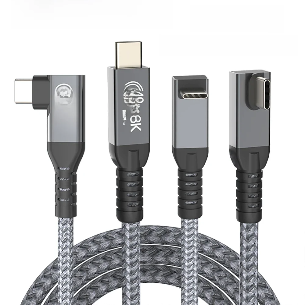 Kabel Thunderbolt USB 4 z kątowym złączem 90 stopni, 40 Gbps, USB4, typ C, kabel do transferu danych Thunderbolt 3/4, USB C PD240W, szybkie ładowanie — zdjęcie produktu 7