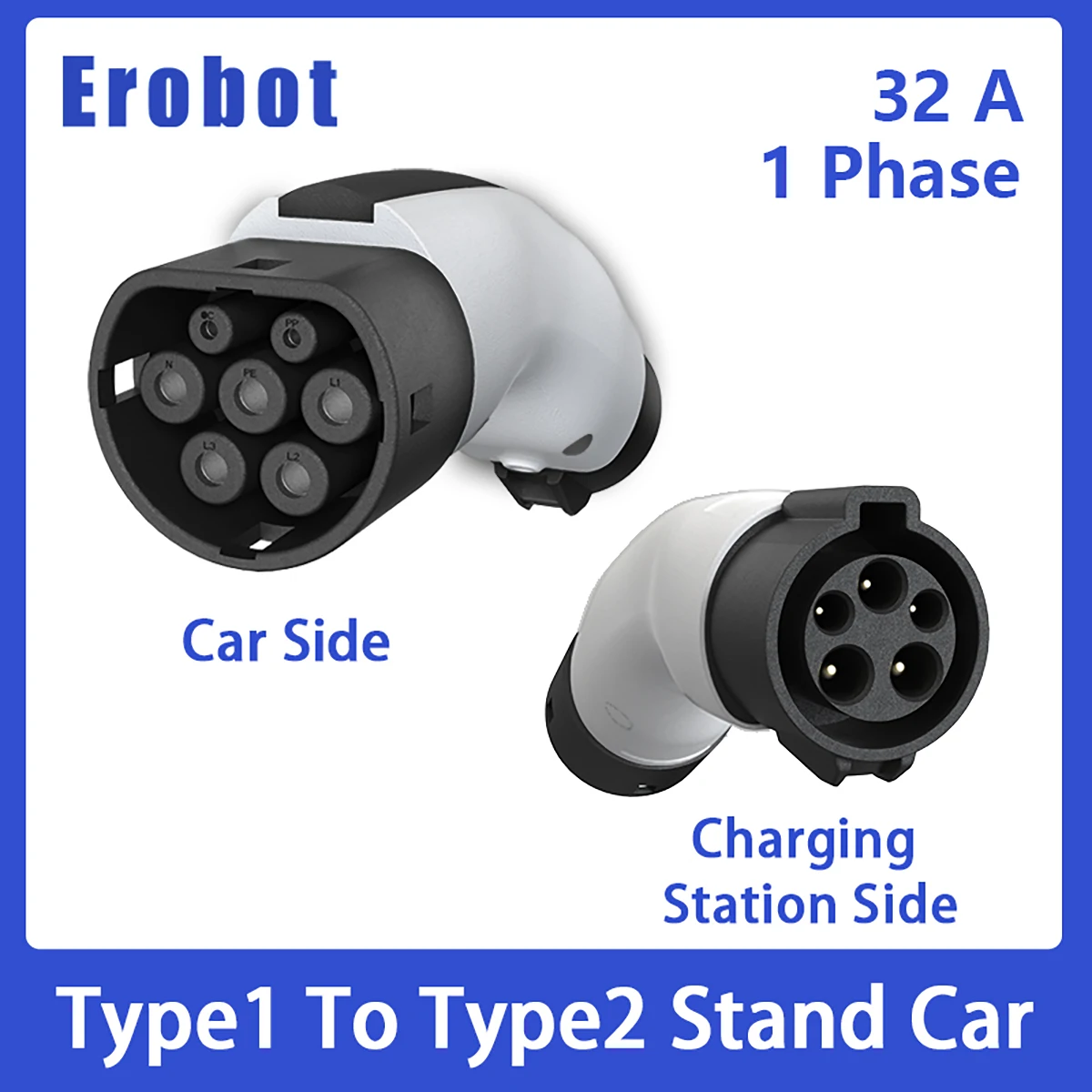 Dispositivos eléctricos para coche J1772, Adaptador tipo 1 a tipo 2, adaptador de enchufe americano a europeo tipo 1 a tipo 2, accesorios para coche