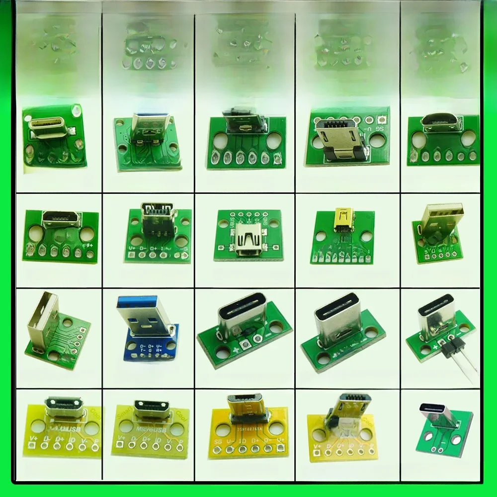 1PC Micro Mini Type C USB 2.0 3.0 Złącze męskie żeńskie Interfejs 2,54 mm DIP PCB Konwerter Adapter Breakout Board 90 stopni — zdjęcie 2