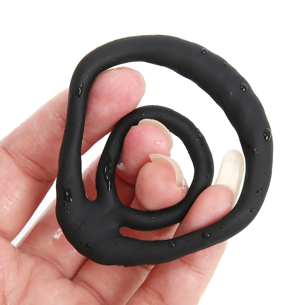 Silicone Durable Penis Ring SM Testicle Bondage Ball Stretcher Cock Cage Semen Lock Dick Enlarger Male Masturbation Sex Supplies