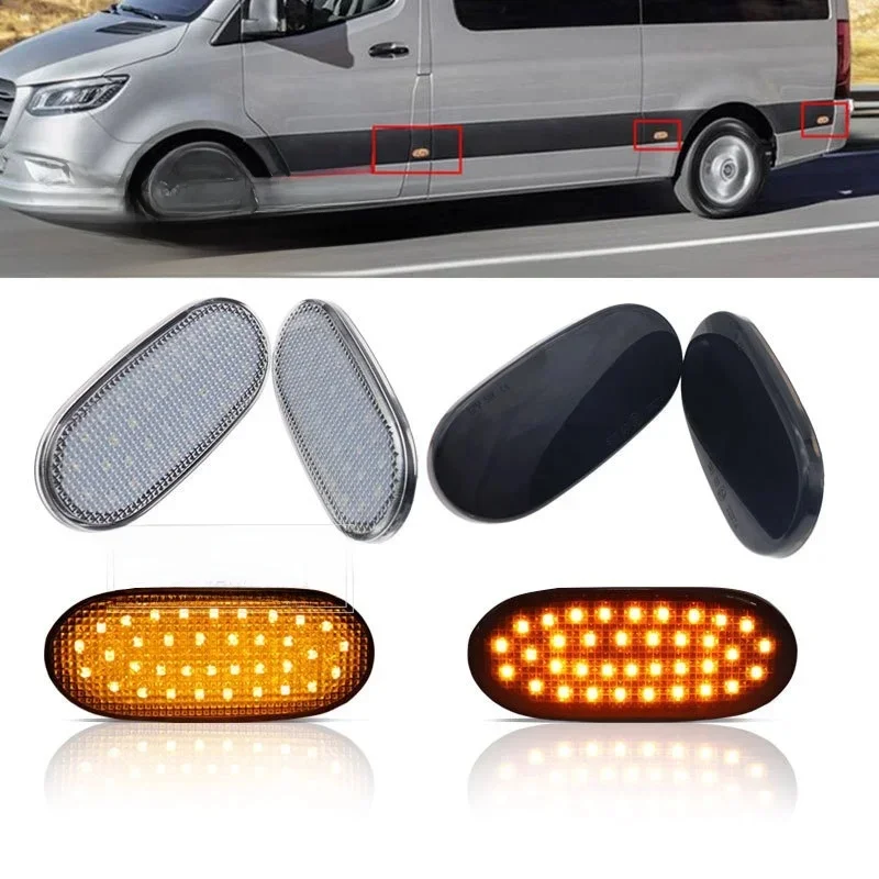 Dynamiczne boczne światło obrysowe LED Boczne światło kierunkowskazu Lampa panelowa dla Benz Sprinter W906 Dla Volkswagen Crafter 2006 — 2