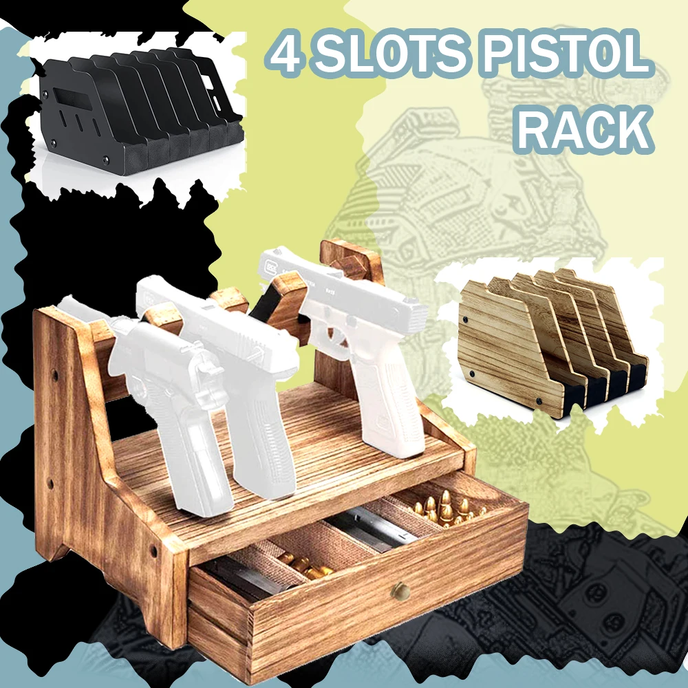 

Desktop Organizer Gun Safe Wood Handgun Rack Holder for Gun Cabinet Accessories Gun Rack Organizer for Glock G17 G19 G22 G43X