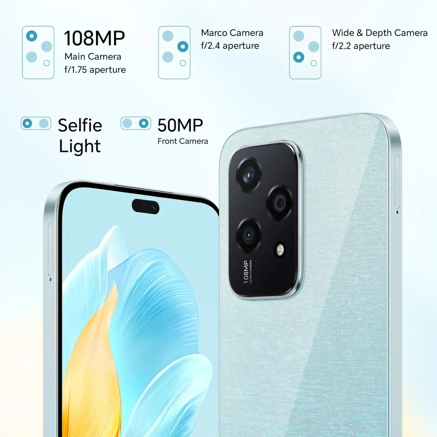 إصدار الاتحاد الأوروبي HONOR 200 Lite 5G الهاتف الذكي MediaTek Dimensity 6080 108MP كاميرا 4500mAh بطارية 6.7 "AMOLED عرض NFC بدون شاحن